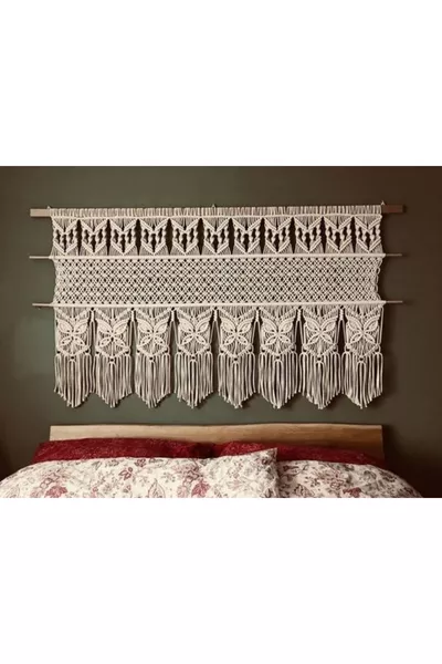 Klassische Makramee-Wanddekoration Kopfteil