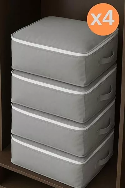 4 Adet Çok Amaçlı Giysi Dolap Düzenleyici Hurç- Kazak-Giysi-Pike-Battaniye Hurcu  cm