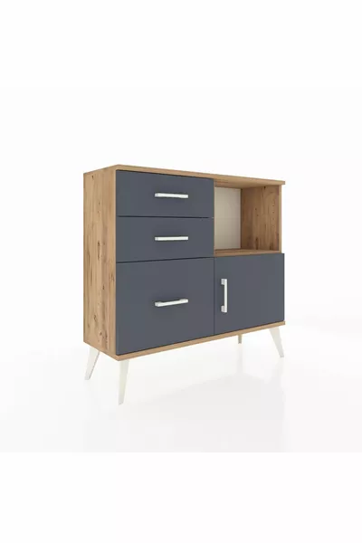 خزانة أرجس بدرج واحد و3 أدراج وباب مفرد، شجر الصنوبر - أنترسيت