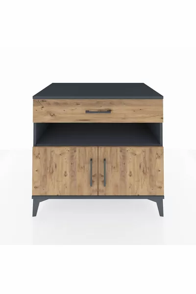 خزانة كرونوس ذات درج واحد ورفين وغطاءين، أنترسايت-صنوبر