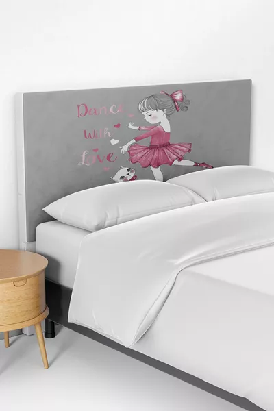 Ballerina Girl and Cat Pattern Children's Bed Base Headboard Cover
