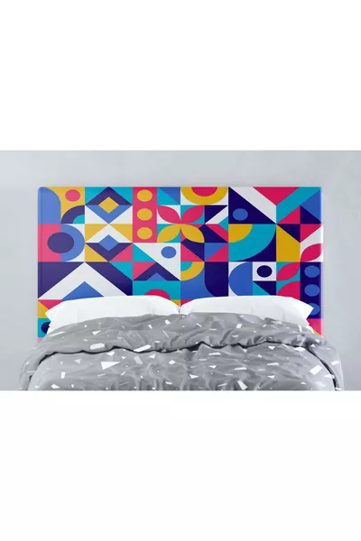 Colorful Geometric Pattern Bed Base Headboard Cover