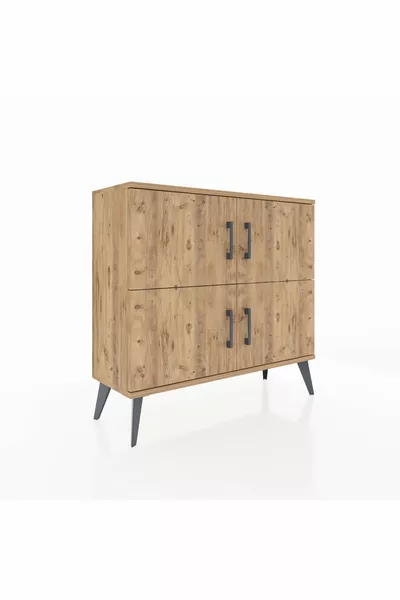 Arges Kommode 2 Planken 4 Deuren Ceder-Ceder/Steenbeige