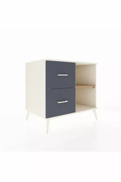 خزانة كرونوس مع رف واحد ودرجين، حجر القمر-صنوبر/أنثراسيت