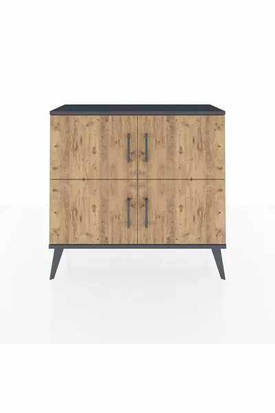 خزانة أرجس ٢ رفّ ٤ أبواب أنترسايت-صنوبر/أنترسايت