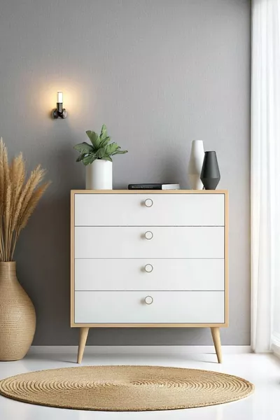 Zen Dresser / Multi-Purpose Cabinet / Dresser with Drawers / Dresser with Doors / 4-Drawer Dresser CM