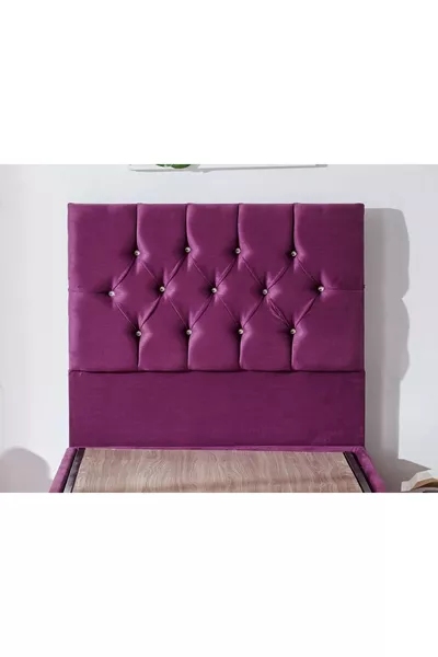 رأس سرير نيرون بنفسجي - رأس سرير مفرد، قماش بنفسجي مبطن بالحجارة