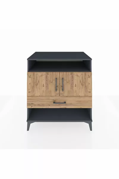 Комод Kronos с 3 полками, 1 выдвижным ящиком и 2 дверцами, антрацит-сосна