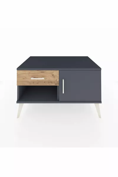 Kronos Dresser Single Shelf Single Drawer Single Door Anthracite-Anthracite/Pine