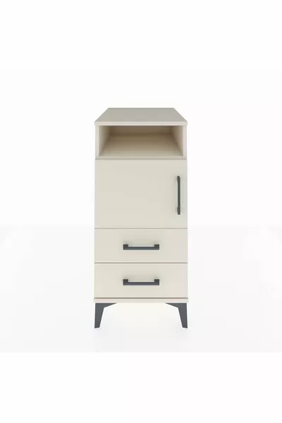 Kronos Nightstand 2 Shelves 2 Drawers Single Door Moonstone-Moonstone