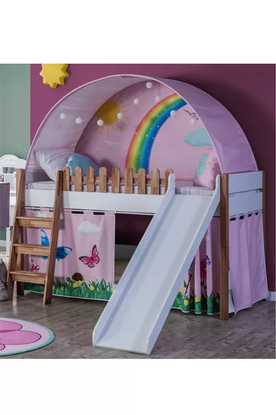My House Montessori Wooden Bunk Bed with Slide Playhouse