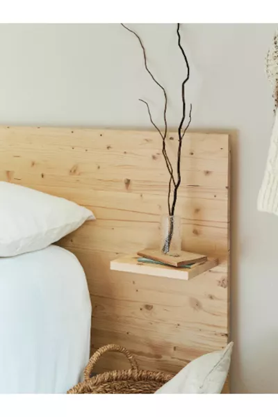 Testiera del letto con comodino in legno cm
