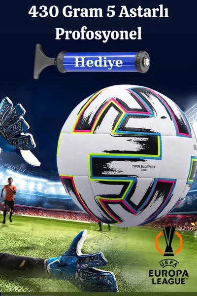 كرة قدم بتصميم خاص لدوري أبطال أوروبا يويفا، كرة مباراة وتدريب بوزن غرام ومضخة