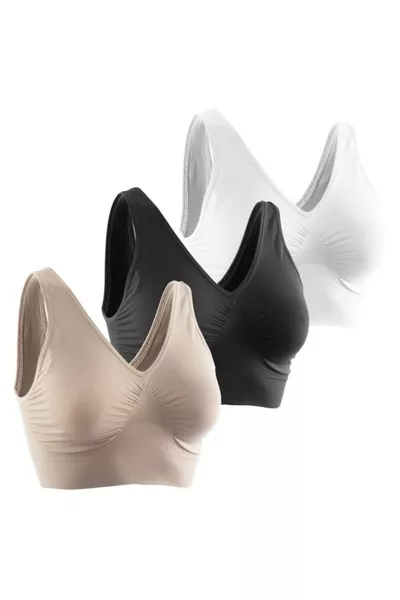 Seamless Bra Set 3 Colors in One Pack, Non-Padded Model