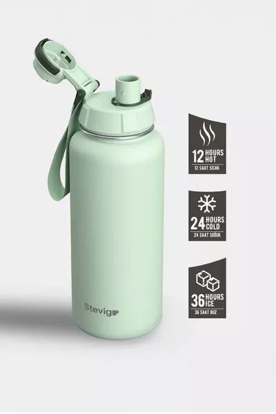 1 Hand Leak-Proof Stainless Steel Thermos  Ml Smoke Green