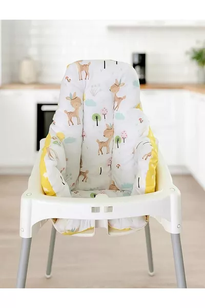 وسادة كرسي طعام للأطفال والرضع من القطن، كاراجا، أصفر