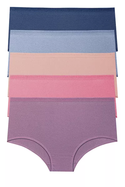 سراويل داخلية نسائية مضلعة 5 قطع قطن 