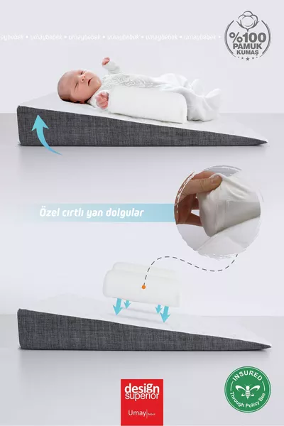 Lit anti-reflux pour bébé, avec fermeture éclair, housse lavable, matelas, tissu 100 % coton