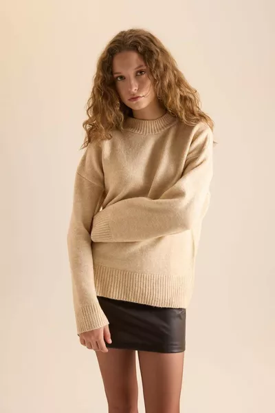 Oversize Loose Fit Half Turtleneck Sweater WN