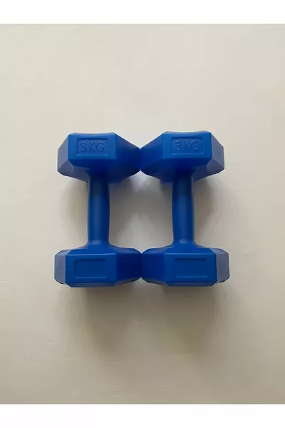 دمبل زاوي مغطى بالفينيل أزرق 3 كجم × 2 قطعة