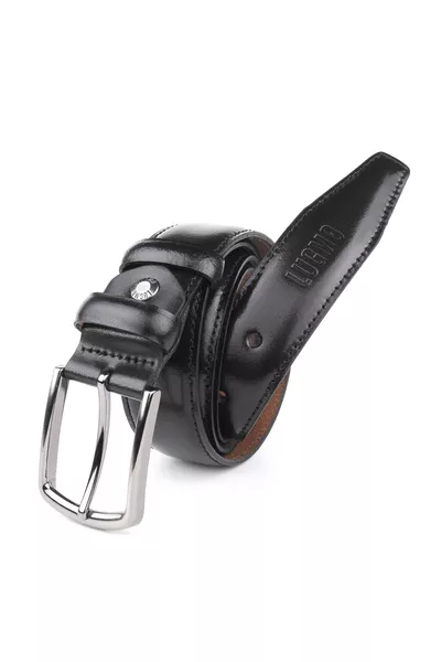 Hakiki Deri Erkek Kemer 3,5 Cm Kumaş Ve Keten Uyumlu Siyah