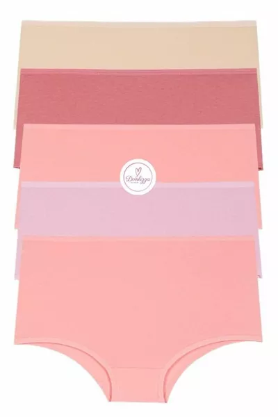 High Waist Women's Panties Salmon 5 Pack