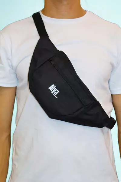 Sacoche unisexe noire à 2 compartiments pour épaule et taille, imperméable, pour le sport et le quotidien