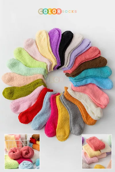 5 Pairs of Autumn and Winter Women's Terry Socks Set (Extra Soft)