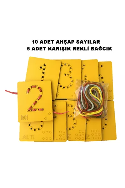 Nombres en bois éducatifs à enfiler Montessori pour le développement de la motricité des mains