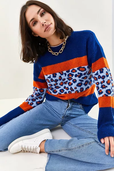 Women's Patchwork Pattern Knit Sweater