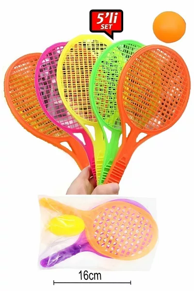 Set di 5 racchette da tennis giocattolo in plastica, regalo di fine anno scolastico, regalo per la scuola materna, compleanno, misura mini