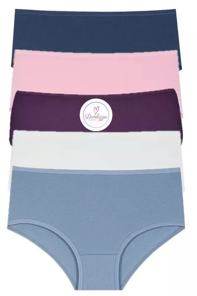 سراويل نسائية عالية الخصر بأرجل مخرمة، 5 قطع