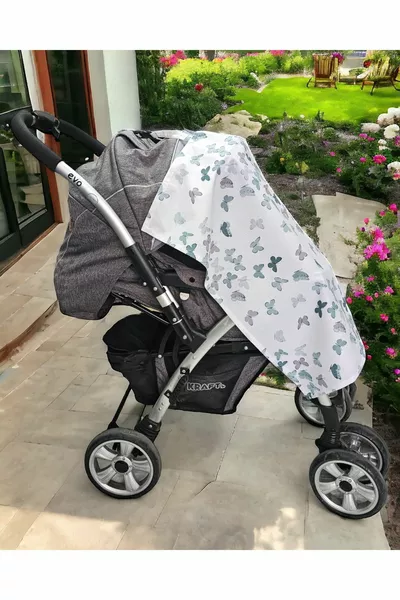  Cm Nursing Bib with Boning, Adjustable Size, Green Butterflies Nursing Cover