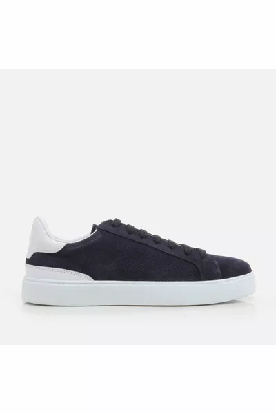 Sneakers da uomo blu navy in vera pelle