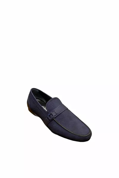 -6 Genuine Leather Navy Blue Men's Shoes