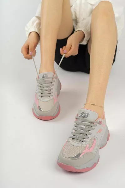 Lamp Lent  Unisex High Sole Senakers Sneakers Grey-pink