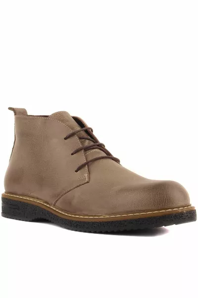 - Open Mink Leather Lace-Up Men's Boots