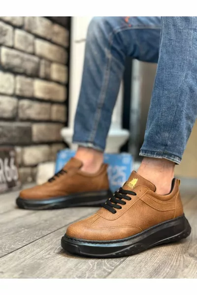 Tugerdi Lace-Up Tan Black Thick High Black Sole Sport Herrenschuhe 