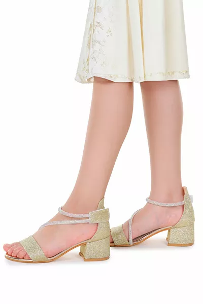 الفتيات 5 سم الصنادل ذات الكعب العالي مساء اللباس الأحذية