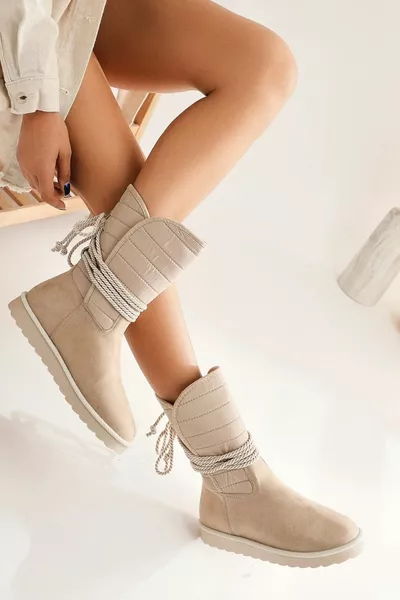 بيج من جلد الغزال العلوي المظلة النسيج أحذية الثلج للماء