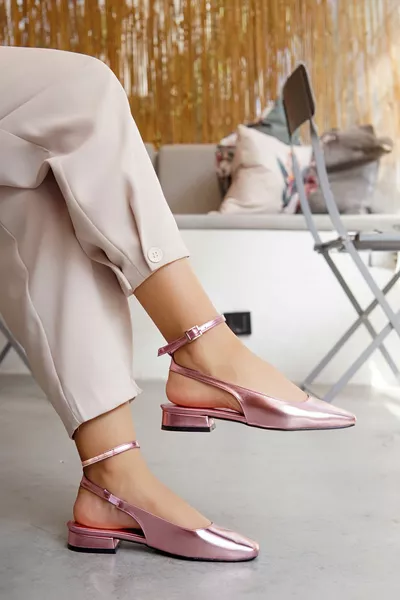 Giselle Candy-розовые прямые глянцевые женские балетки