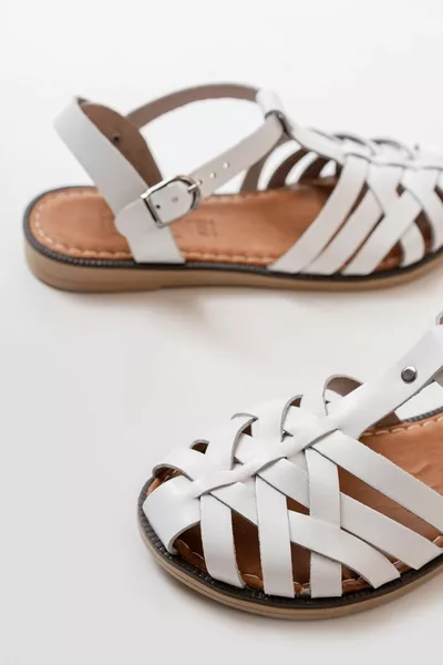  Weiße orthopädische Damensandalen aus echtem Leder