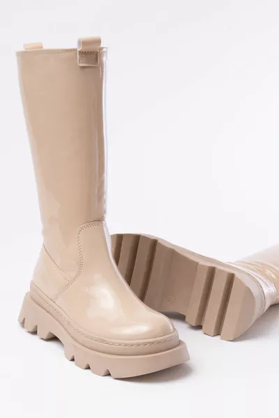 Girls Zipper Non Slip Sole Stretch Boots