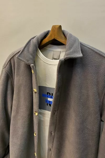 Серая унисекс толстая флисовая рубашка