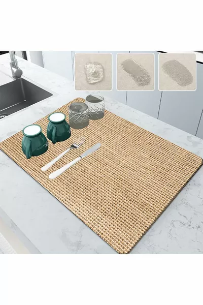 Jüt Desenli Tezgah Üstü Bulasik Kurutma Matı Kaymaz Kurulama Bezi Kurutma Örtüsü