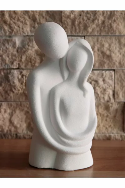 Hugging Couple Figurine Large Size .5 Cm White 
