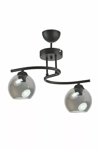 مصباح ثنائي لغرفة المعيشة - المطبخ - غرفة النوم من فوجي مودرن بتصميم زخرفي، بلون أسود وزجاج دُخاني