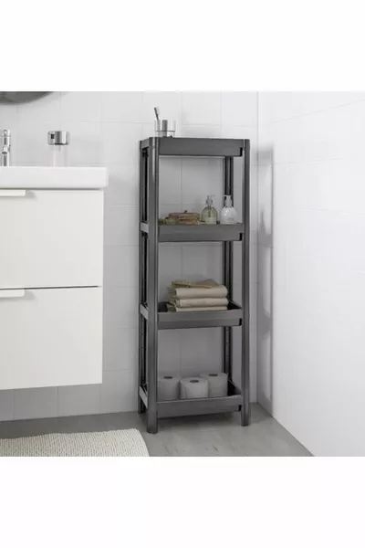 Vesken 4-laags badkamerrek grijs organizer shampoo handdoek kast wasmiddel kast