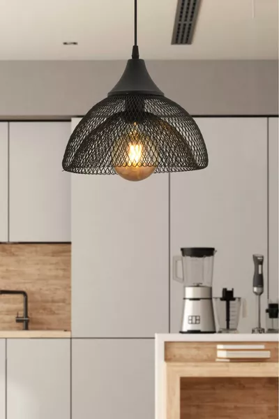 تصميم حديث صالون مدخل مطبخ ثريا تصميم سلكي ثريا معلقة جسم معدني أسود