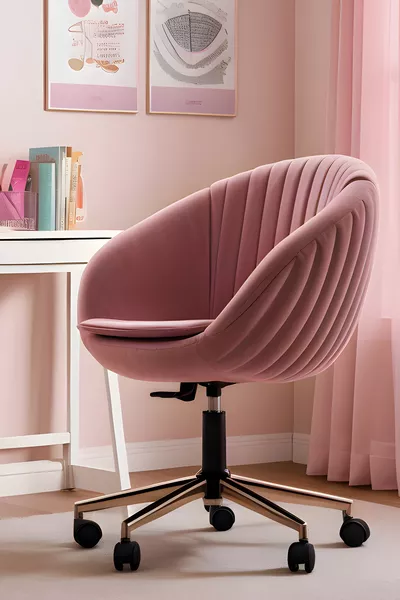 Sedia da lavoro Oyster Gold con gambe (TESSUTO ROSA)